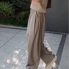 Lazy style drooping casual pants for men in summer, loose and wide legs, comfortable and simple, solid color drawstring pants