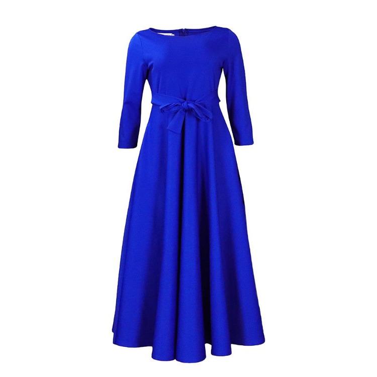 

Вдохновленное Африкой женское кружевное макси-платье больших размеров 2024 Весенне-летняя мода S синий