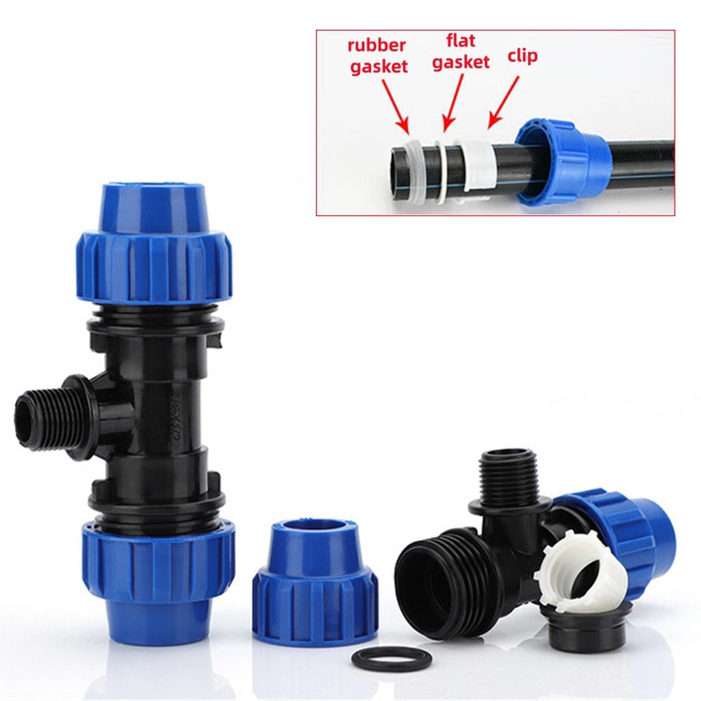 Conector Rápido para Tubería de PE de 20/25/32 mm Rosca Macho de 1/2" 3/4" 1" Codo en T Junta de Reparación Riego de Jardín Suministro de Agua para Tierras de Cultivo 1/5 Piezas