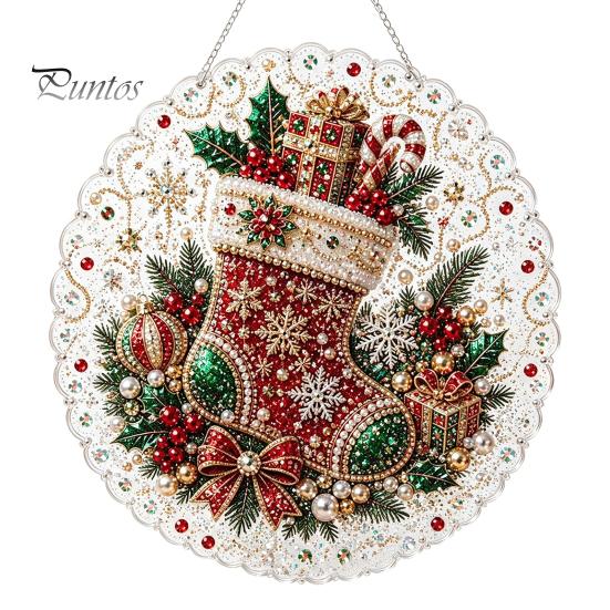 Weihnachts-Kunst-Sonnenfänger-Bausatz mit Kunstperlen, DIY-Set, Hängender Schmuck, Weihnachtsmann, Festliche Freizeitaktivitäten, Weihnachtsbaum-Basteln für Erwachsene,