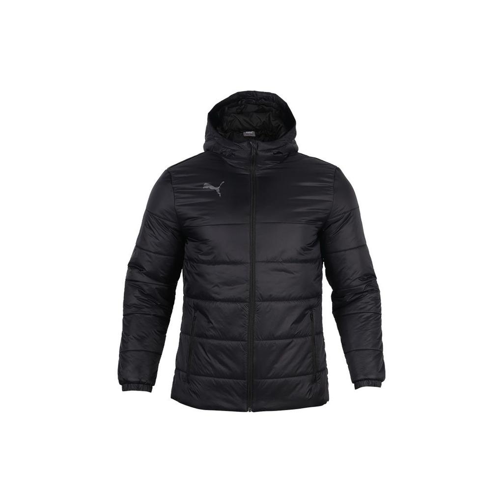 Puma Solid Color Outdoor Casual Sports Zip-Up Hooded Warm Cotton Jacket Men Jackets Black 657265-03