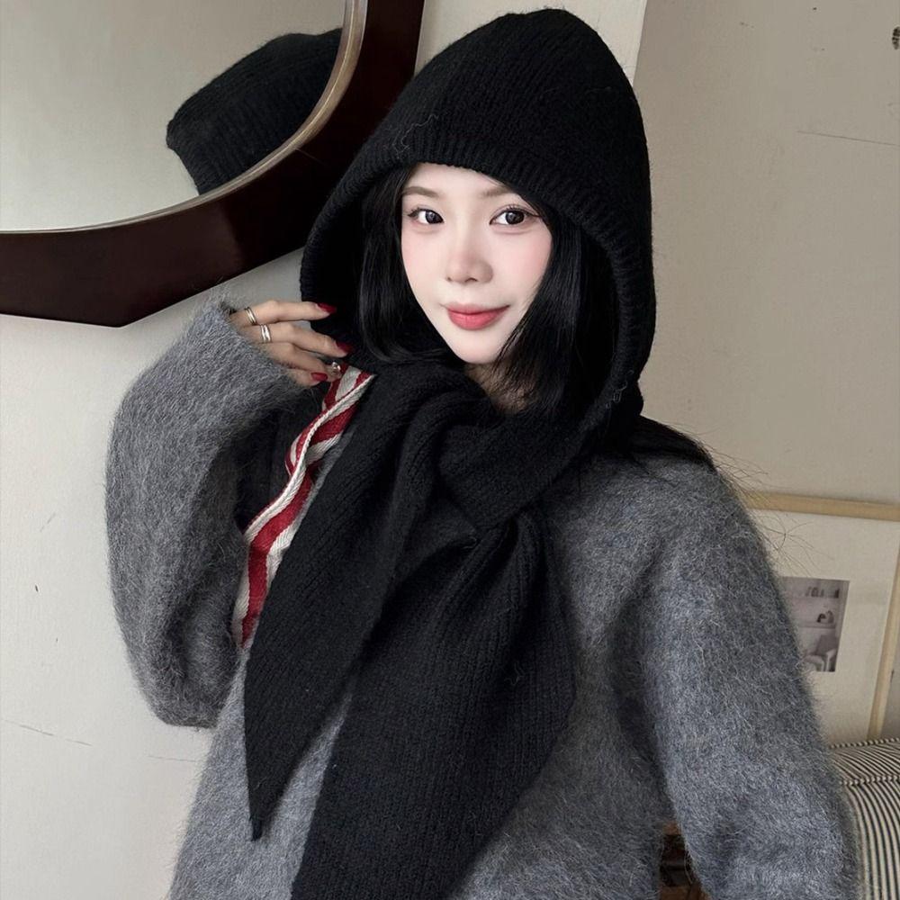Pullover Hat Balaclava Hat Scarf Cap Winter Cap Warm Knitted Hat  Streetwear