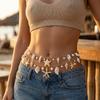 Bohemia Sexy Double Layer Starfish Scallop Shell Waist Belly Chain For Women Fashion Imitation Pearl Conch Body Chain Jewelry