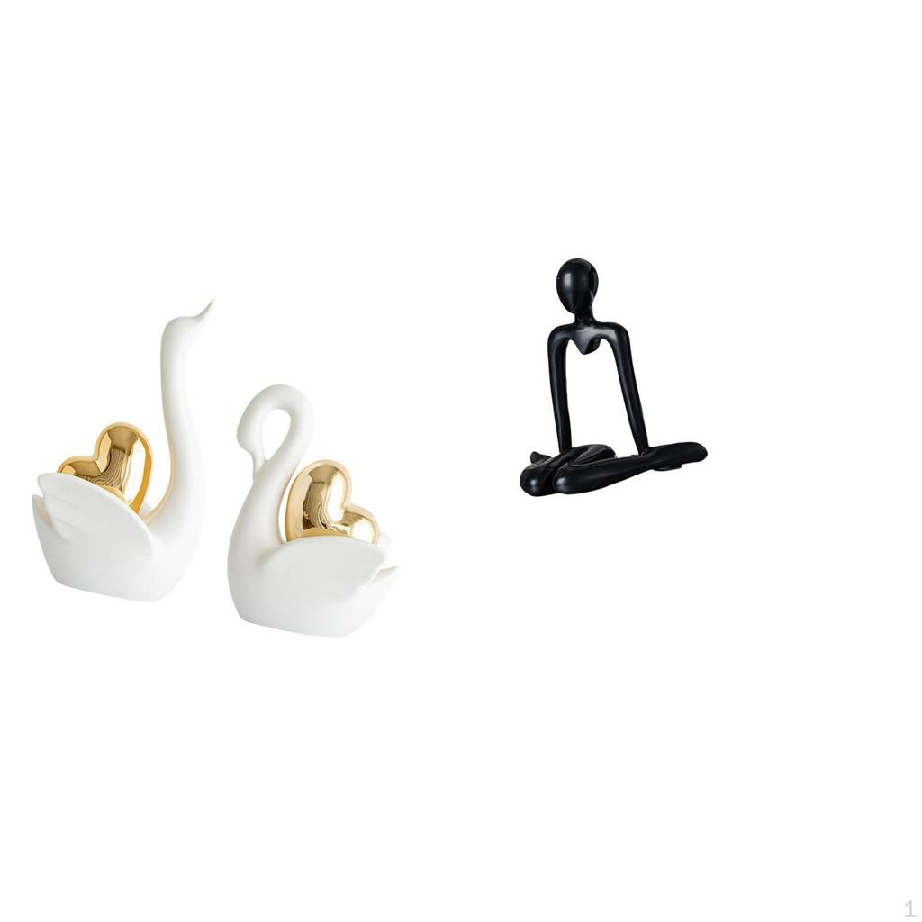 Swan Thinker Figurines Abstract Sculpture Tabletop Ornament Art Crafts Couple Decor Statue for