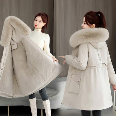Winter Women's Mid-Length Pie Jacket New Large Fur Collar Padded Jacket Hooded Thick Padded Jacket
