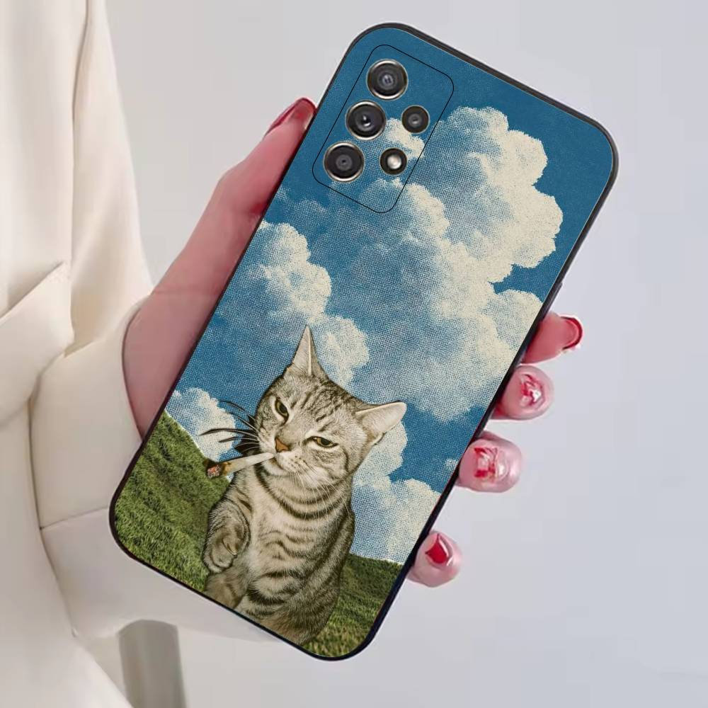 

Cute Pet Cat memes Phone Case For Samsung S25,S24,S21,S22,S23,S30,Ultra,S20,Plus,Fe,Lite,Note,10,Black Cover Samsung S25ULTRA