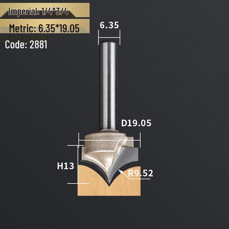 Professionelles 1/2" Schaft Wolframstahl Spitzschnitzmesser & 1/4" Schaft Trimmer Fräser für Holzbearbeitung