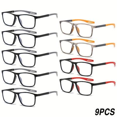 9 Piece Set Classic Casual Reading Glasses Ultra Light Frame Comfortable Nose Support Anti Slip Design for Men Women