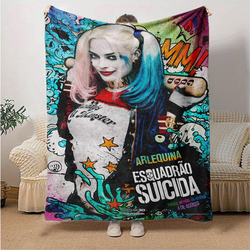 Suicide Squad Harley Quinn Cosplay Wig Halloween Costume AccessoriesPrint Blanket, Soft Blanket For Sofa Office Bed And Travelling Daughter