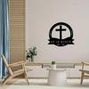 Christian Cross Wall Art Black Iron Religious Decor for Home Church
