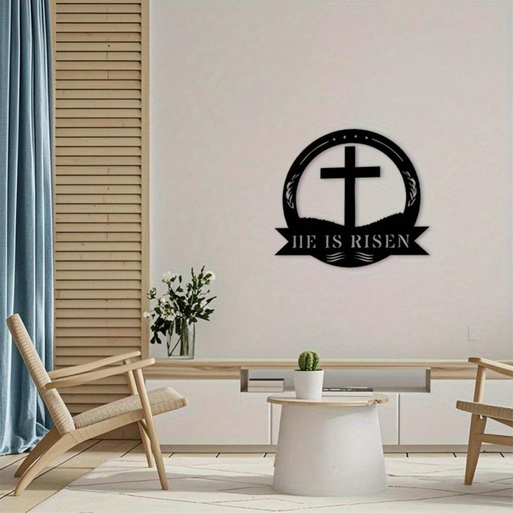 Christian Cross Wall Art Black Iron Religious Decor for Home Church