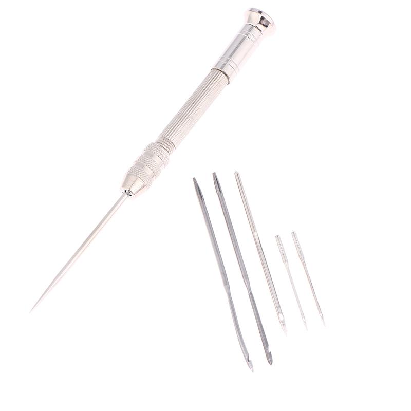 Leather Sewing Awl Repair Kit Replaceable Punch Stitching Needles With Awl Handle For Shoes Stitching Diy Leathercraft