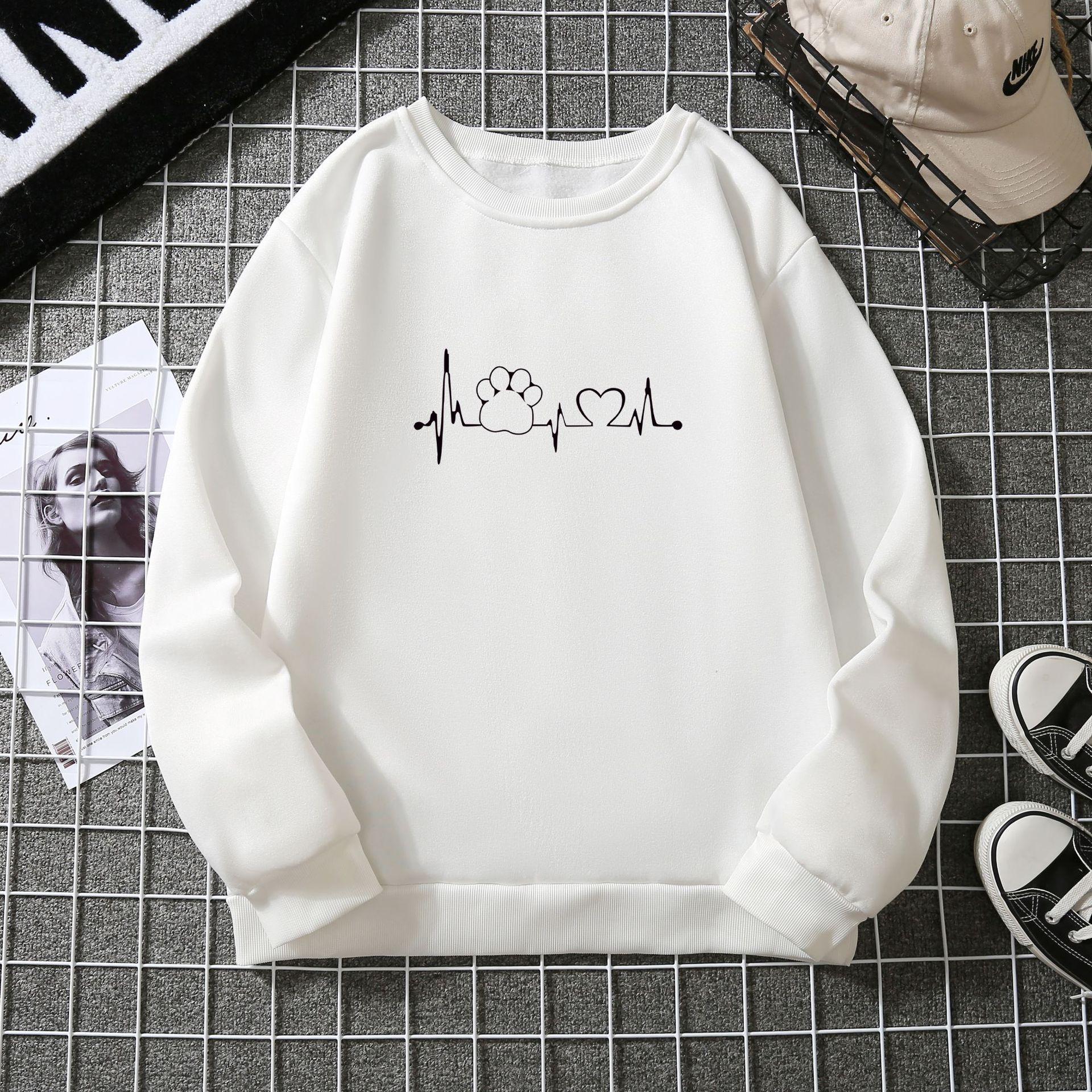 

Женская свободная толстовка с принтом и круглым вырезом, с длинными рукавами, на осень-зиму S белый