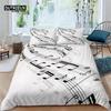 Home Living Luxury Music Notes Print 2/3Pcs Soft Duvet Cover PillowCase Queen Size and King Size Kids Bedding Set EU/US/AU Size