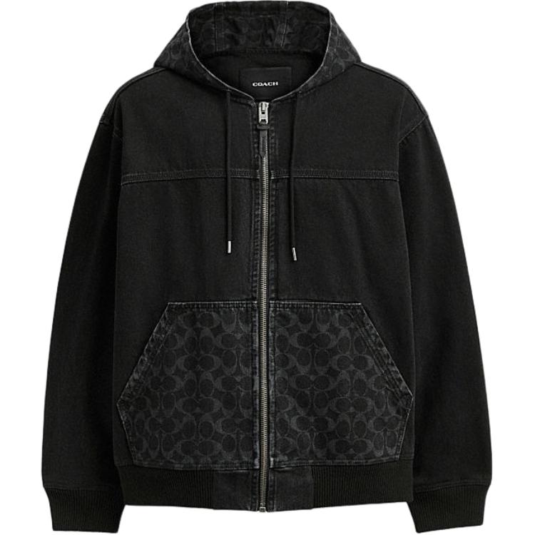 

Coach Ss24 Однотонная куртка из хлопка с капюшоном и длинными рукавами, мужская куртка, черная CR744-SDP M
