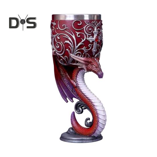Dragon Wine Goblet Cat Chalice Cup Stainless Steel Resin Gothic Macabre Halloween Decorative Bar Whiskey Cocktail Drinking Glasses for Beer Wine