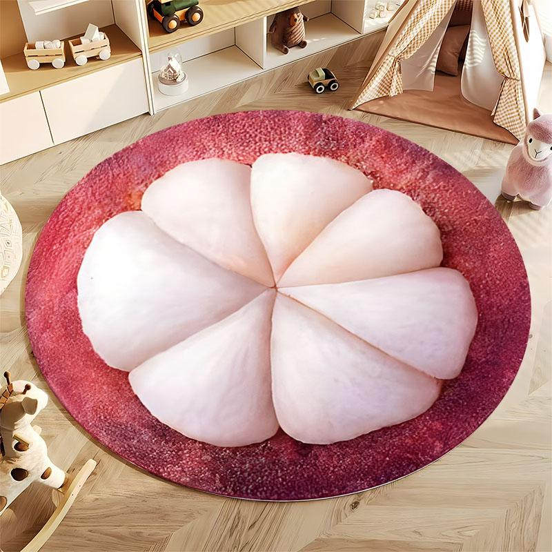 Funny Fruit Mat Juicy Printed Carpet, Round Soft Rug, Non-Slip Floor Decor for Living Room Kids Room Nursery Next Day Shipping
