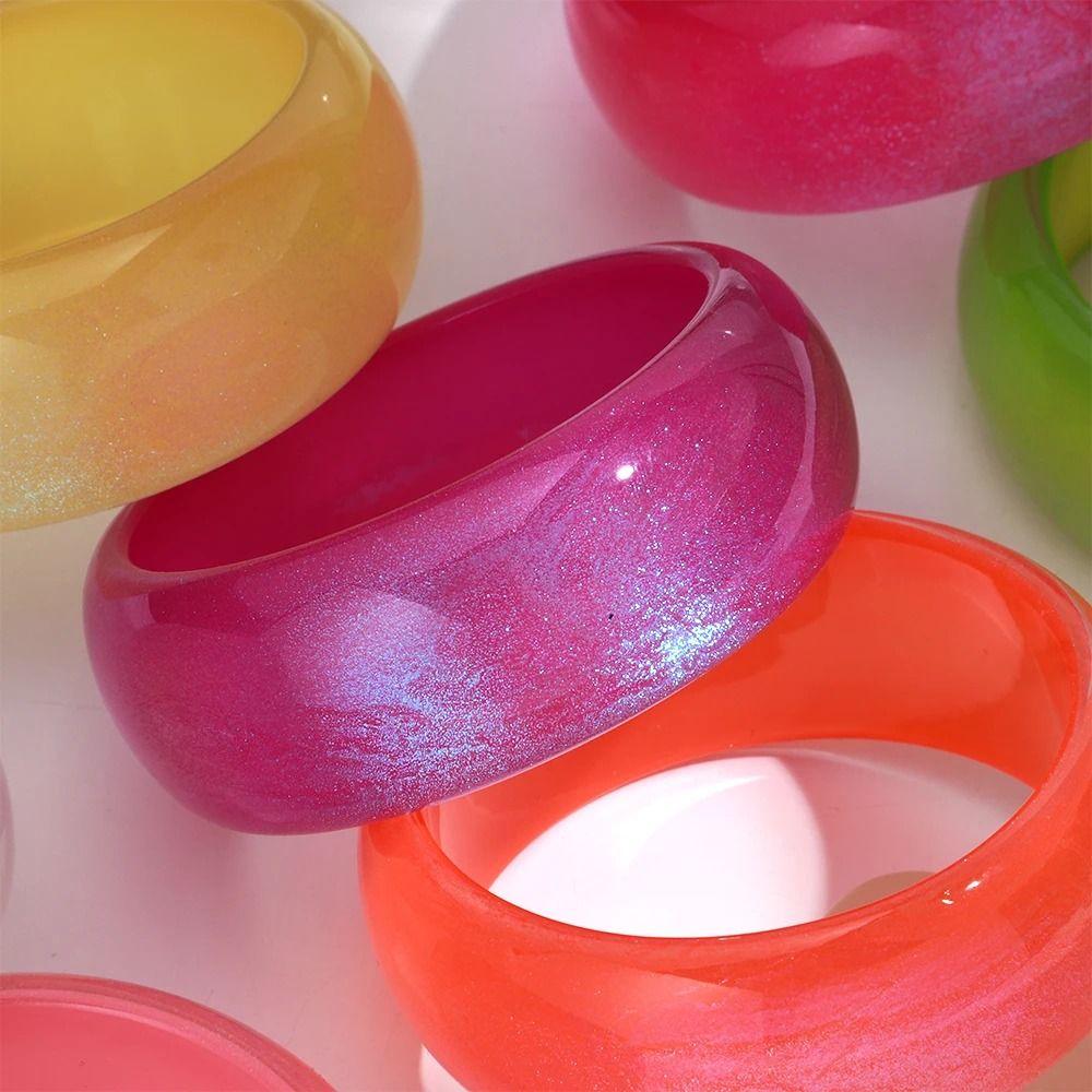Geometric Design Irregular Wide Bracelet Glitter Big Round Transparent Hand Ring  Gift