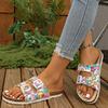 Fashion Leisure Print Buckle Decor Flat Slippers Women 2025 Summer Thick Sole Platform Sandals Plus Size Comfort Light Non Slip Flats