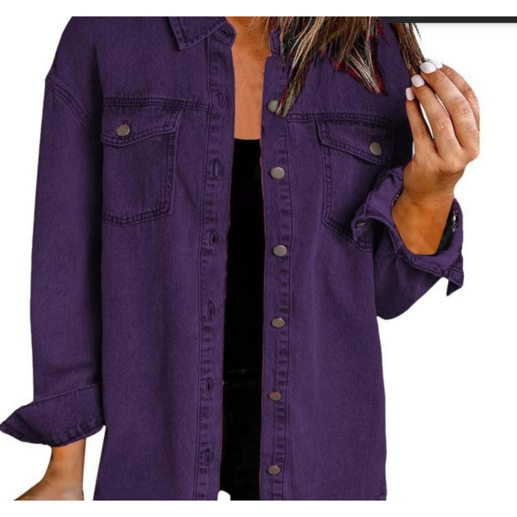 Washed Denim Shirt Jacket Women Autumn and Winter Personality Street Style Edging Hem Jacket Women