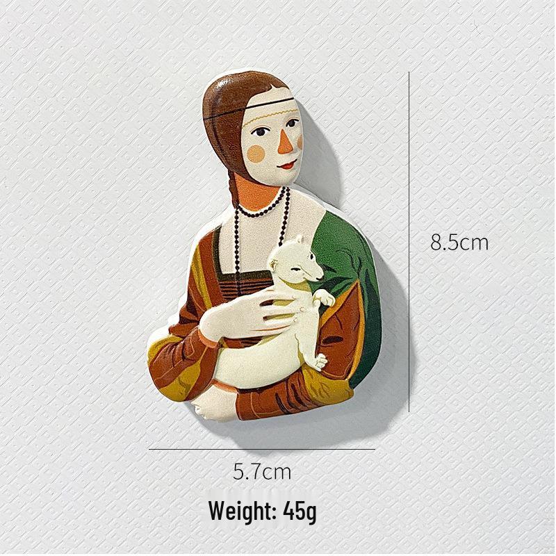 Magnet de frigider din rășină 3D: Pictură Faimoasă Autocolant Personaj Retro