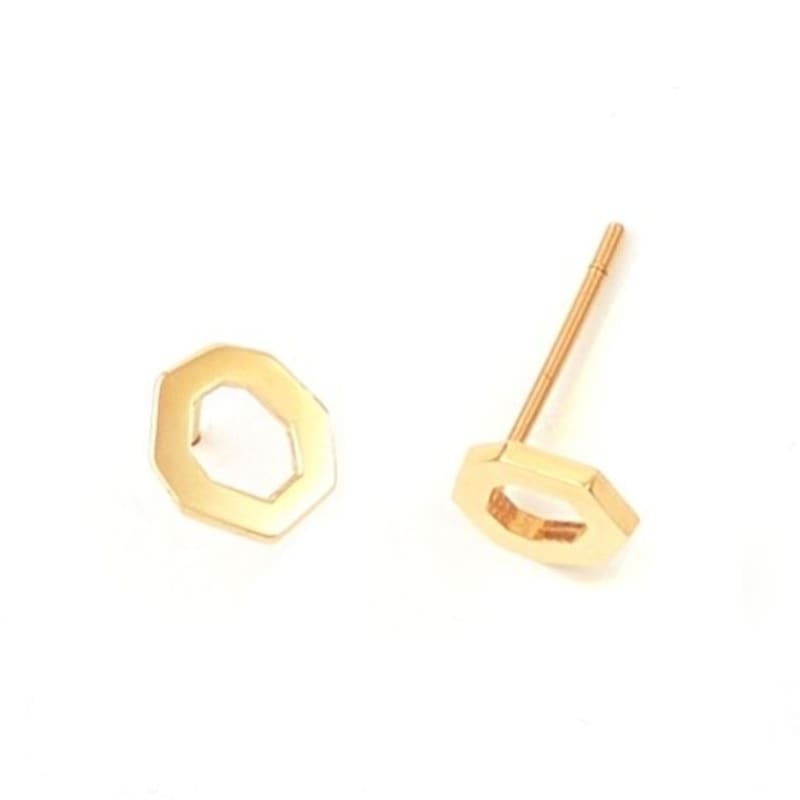 Felt&Son Small Heptagon Line Earrings (14k Gold)