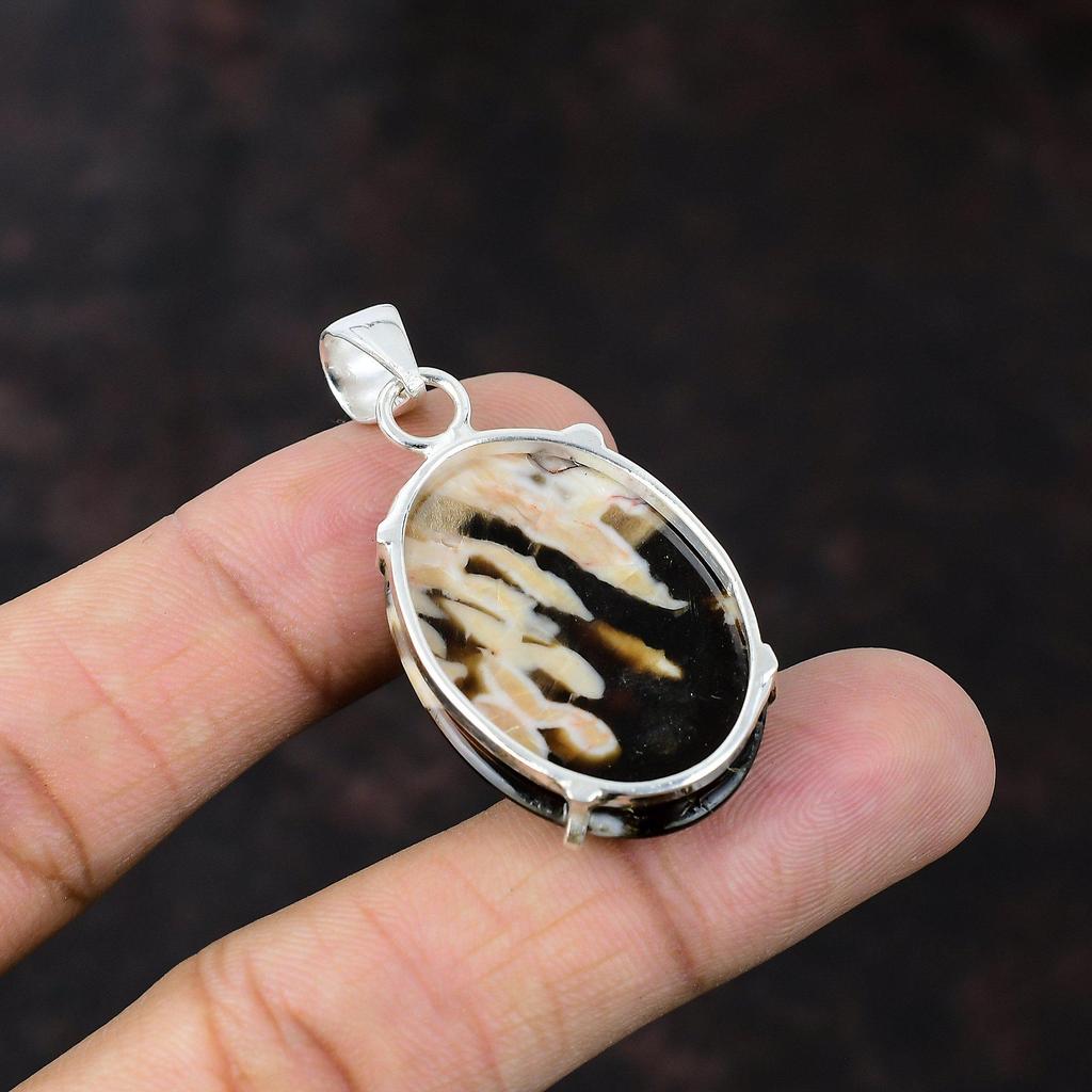 Erdnussholz-Jaspis-Anhänger, handgefertigt, stilvoller Anhänger, 925er Sterlingsilber-Anhänger, echter Edelstein-Schmuck, Geschenk für Mädchen, neuester Design-Schmuck