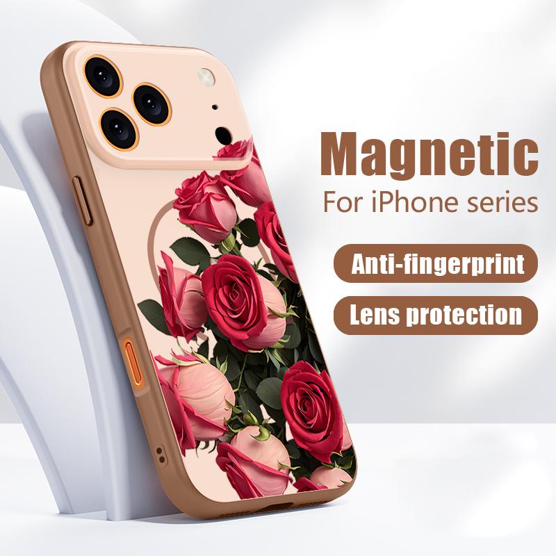 Lotus Sunflowers Pattern Case For iPhone 17 Pro Max Funda iPhone 16 15 14 13 Pro Max Magnetic For Magsafe Hybrid Slim Matte Cover