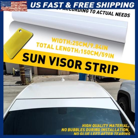 White Sun Strip Visor Windshield Banner Vinyl Long Premium Blank Lasting Decal