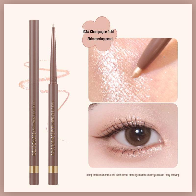 

GECOMO Bright Eyes Waterproof Eyeliner Pencil - Highly Pigmented, Smooth Application, Pearlescent Fine Glitter, Long-Lasting, Smudge-Proof.