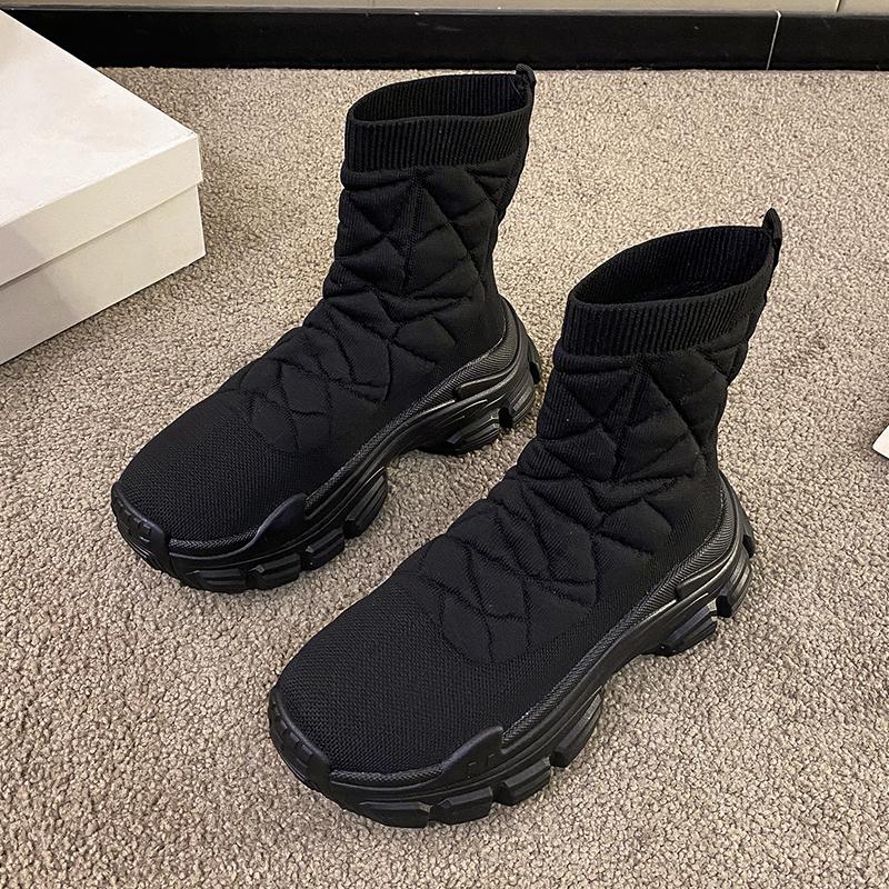Fashion High Top Stretchy Socks Shoes Women's Socks Boots Platform Sport Knit Booties
