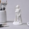 Talos 3D Geprinte Napoleon Standbeeld met Militaire Jas, Tulband & Perkamentrol, Vintage Historisch Bureau Decor Figuurtje, Mat Witte Sculptuur voor Boekenkast