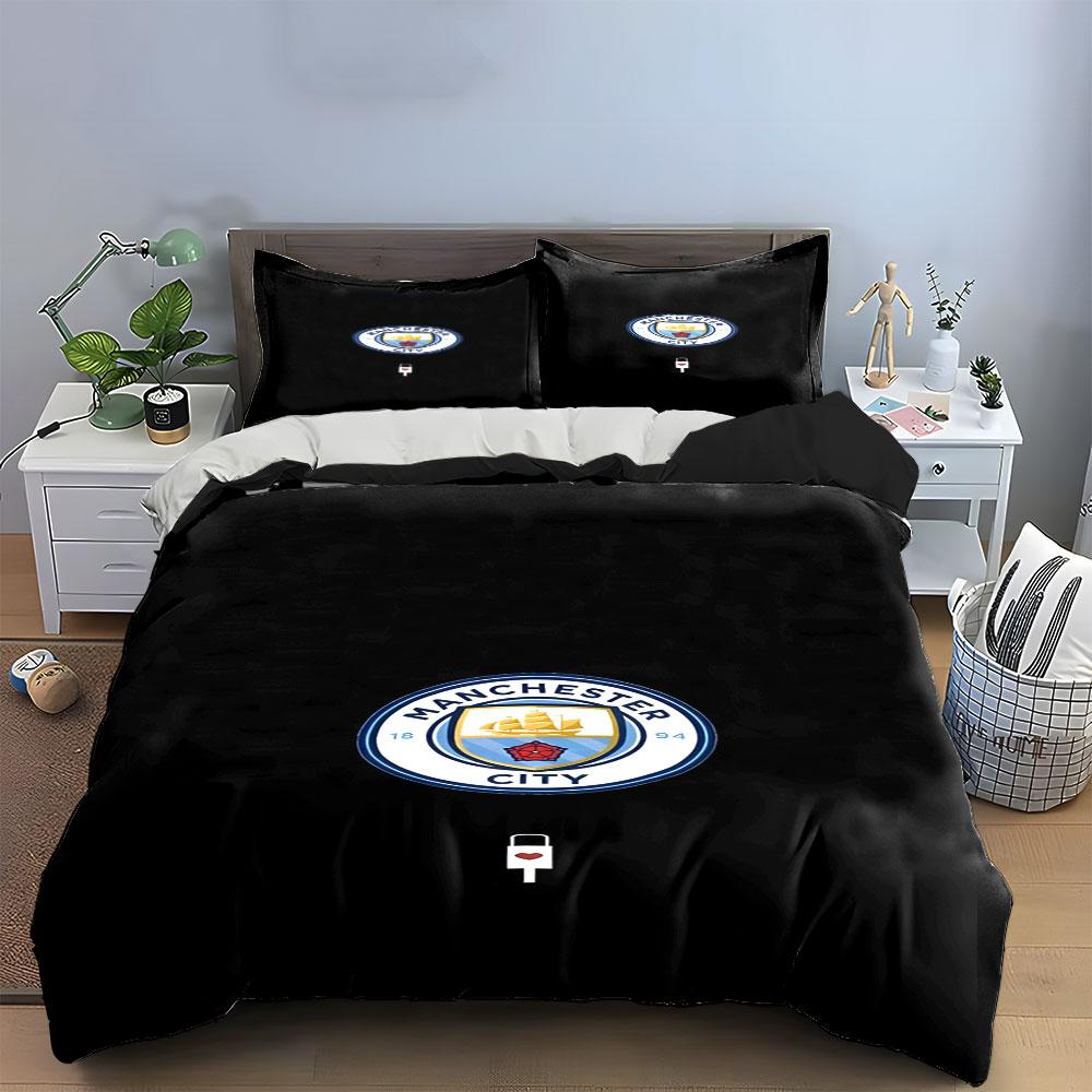 Manchester City Logo Pattern. Bedding Sets Duvet Cover Sets Duvet Covers Pillowcases(1 * Duvet Cover 2 * Pillowcases Without Duvet Insert)