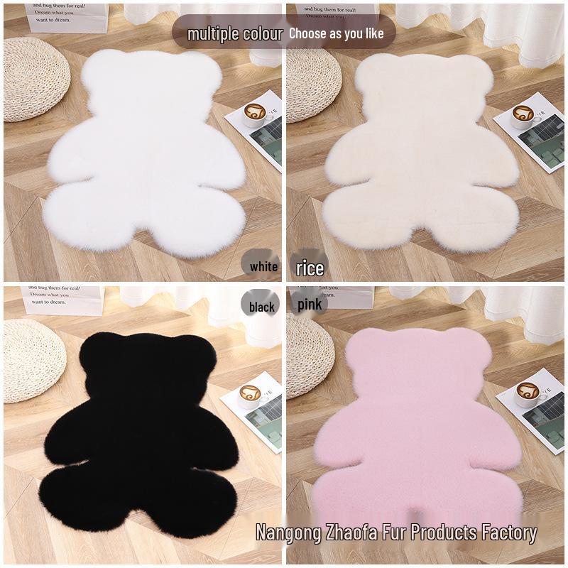 Inspired Faux Rabbit Fur Bear Rug - Plush Decorative Rug for Bedroom or Kids’ Room