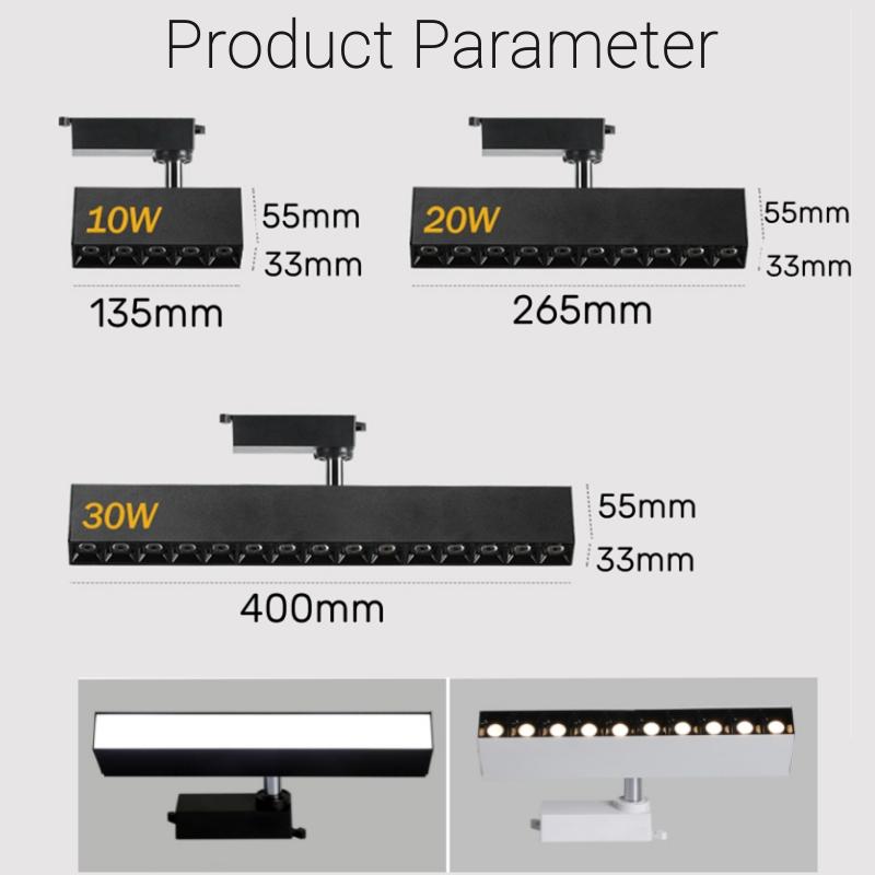 20W/30W LED Linear Grille Track Spotlights Long Ceiling Rail Floodlight Living Room Cloth Store Track Lighting System AC110/220V