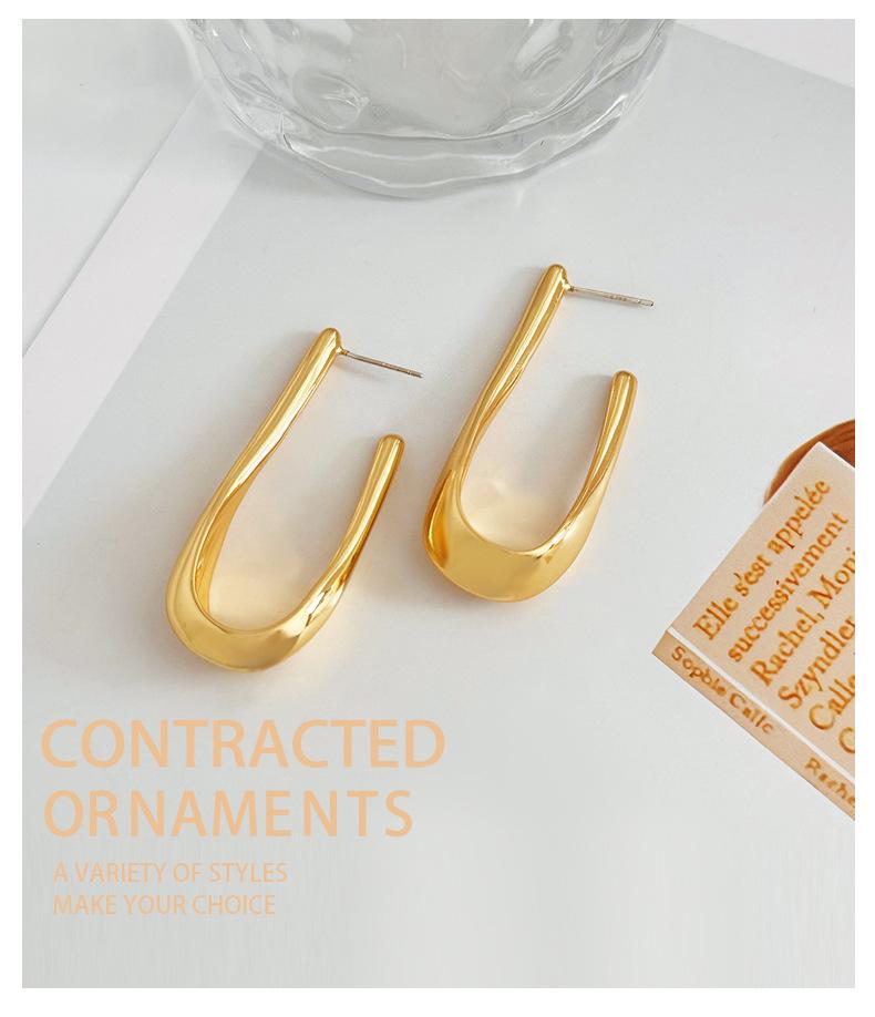 18k Gold Electroplated Geometric Water Drop Earrings - European & American Fashion