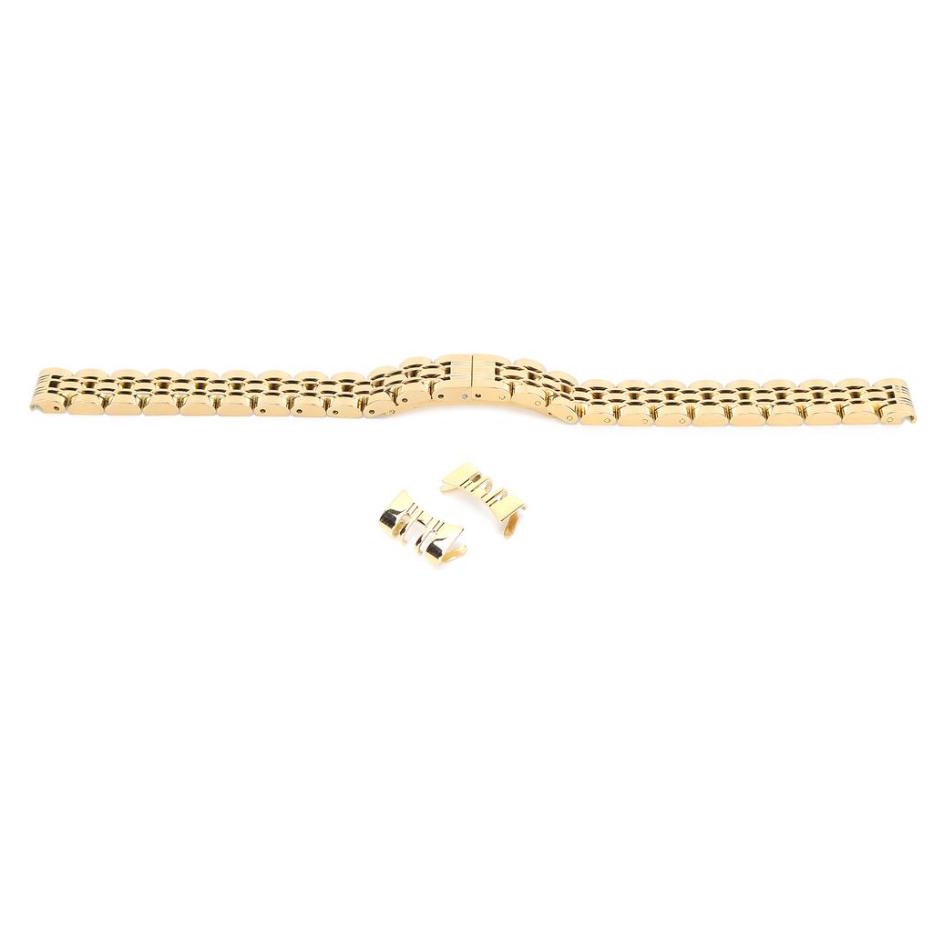 10mm AntiRust Stainless Steel Watch Strap Replacement Watch Band Strap Accessory for Watchmaker(Gold )
