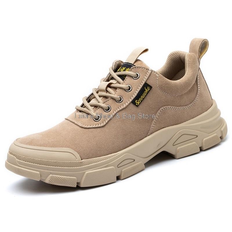 Fashion Safety Shoes Men Boots Anti-smash Steel Toe Cap Anti-puncture Light Work Safety Boots Male Welder Shoes Comfort Worker Protect