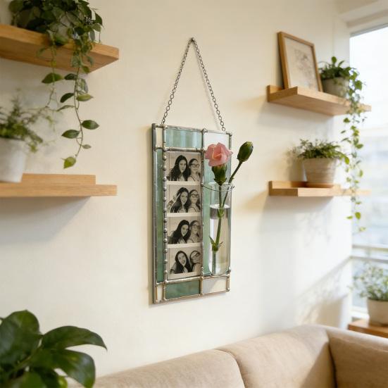 Propagation Frame Hanging Plant Propagation Frame with Glass Tube Resin 8x4 Picture Frames for 2x6 Photo Strip Hydroponic Plant Holder for Window Wall