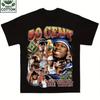 Tričko s hip hopovým vzorem 50 Cent Vintage Y2K Černá Ležérní košile Unisex Street Top Vintage Trendové oblečení Nutnost pro hudební fanoušky