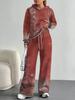 Bohemian Style European And American Autumn And Winter Casual Long-Sleeved Suit Women'S Hooded Sweater Trousers Suit
