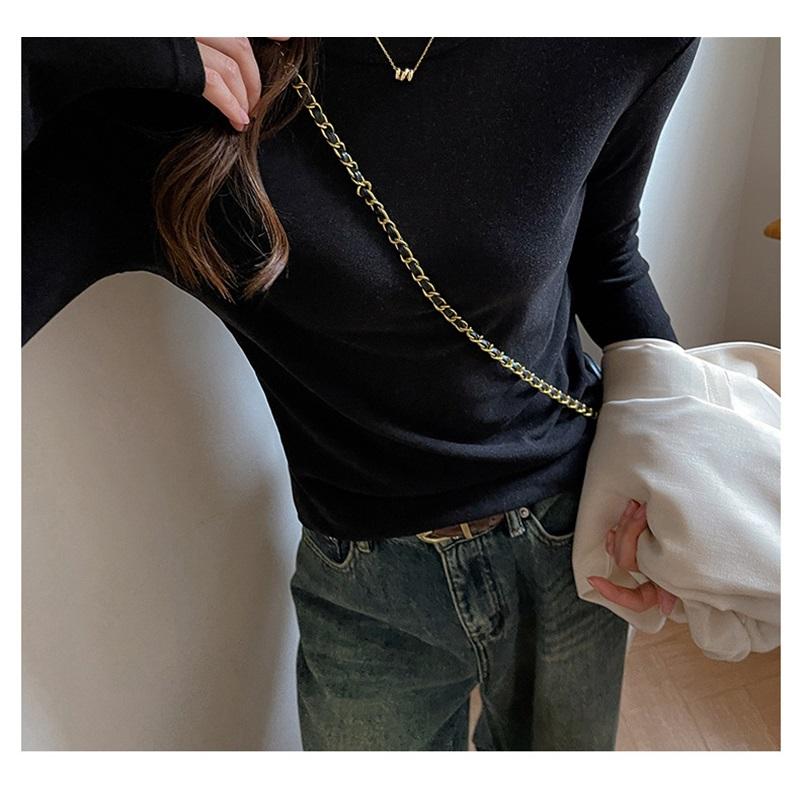 Women's Autumn And Winter Solid Color T Shirt With Brushed Long Sleeved Base Underneath
