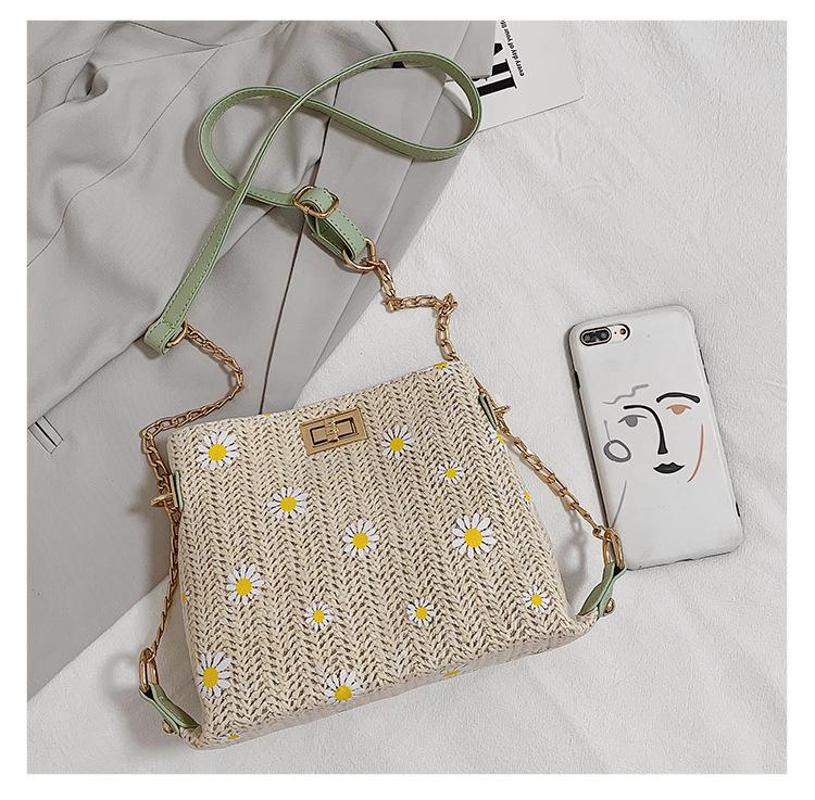 SCIONE Letní slaměná tkaná taška 2020 Nová dámská crossbody taška Western Styl All-match Chain Woven Crossbody taška na jedno rameno