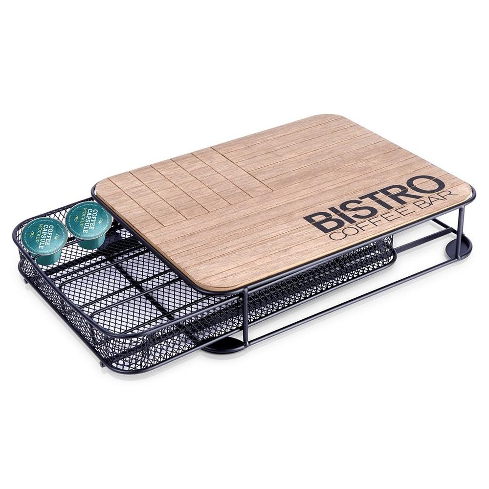 Kaffeekapsel-Organizer, Metall, Schwarz, BISTRO, 30,5x24x6,5 cm