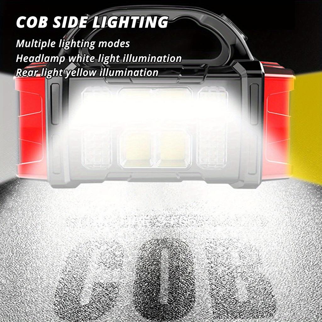 4-in-1 Solar LED Flashlight with Front and Rear Dual Lights,Emergency Power Supply,Digital Display,Heavy-duty Portable Light for Camping,Hiking