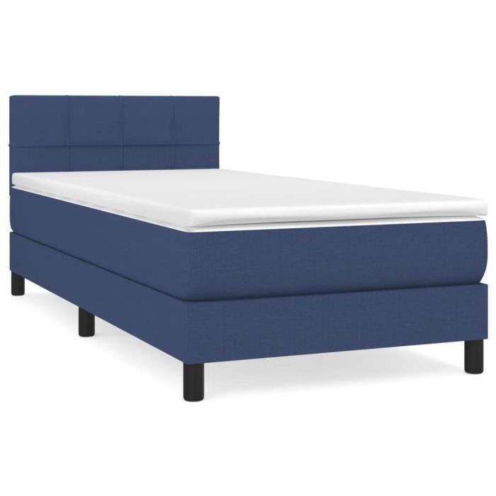 3140015 vidaXL Divan-lit Tapissier Avec Matelas Bleu 80x200 Cm Tissu