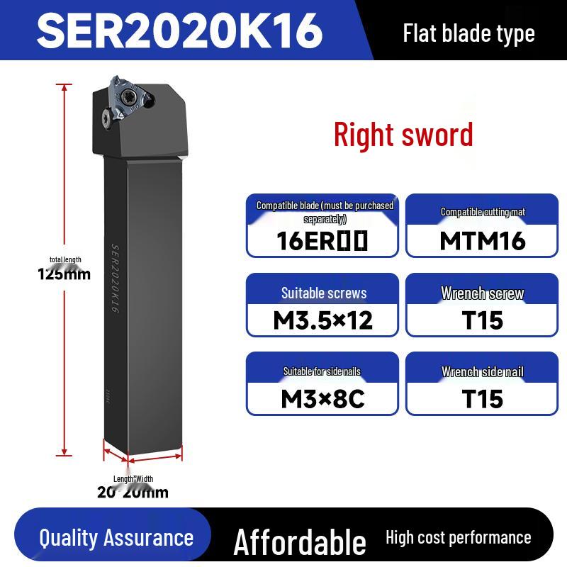 CNC SER2020K16 2525M22 External Threading Tool Holder - Shock-Resistant Lathe Tool for External Diameter Clamping