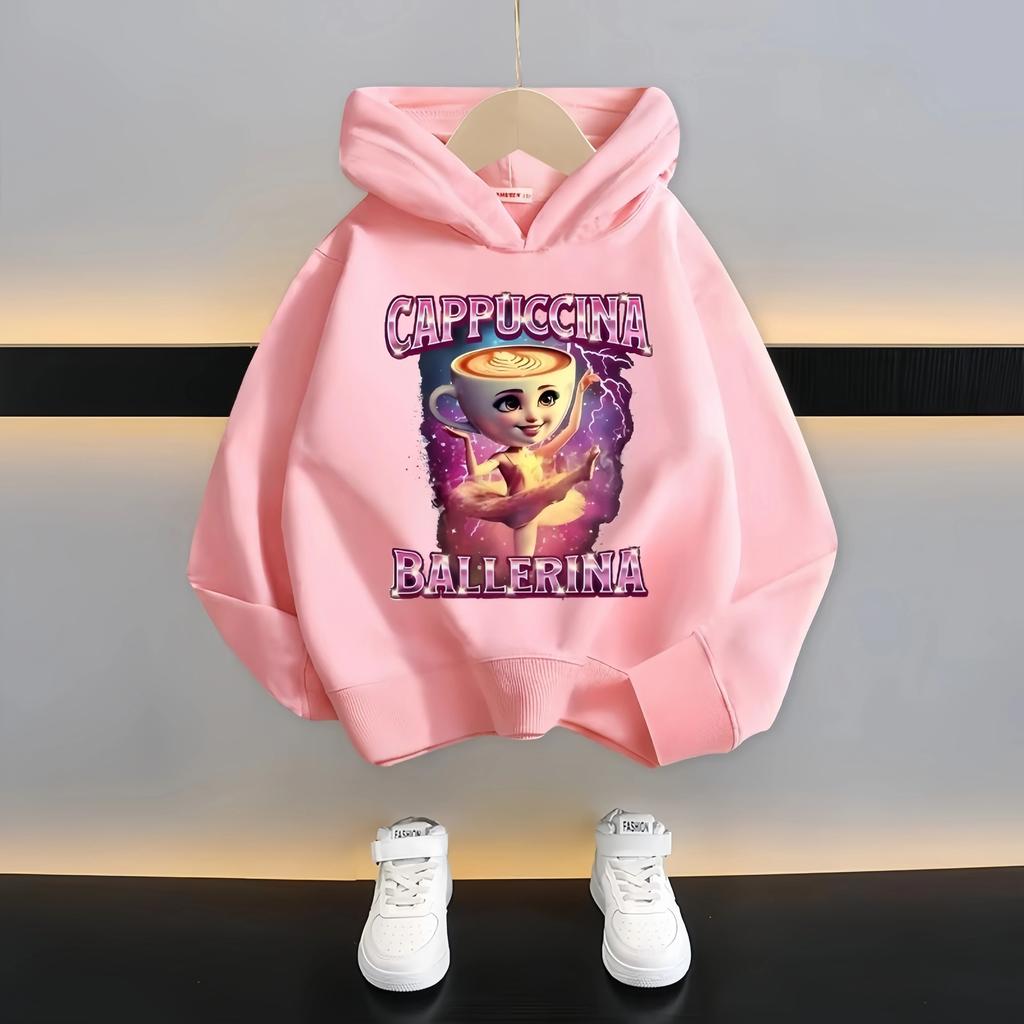 Latest children's hooded sweatshirt - Italian "brain rot" humorous cartoon pattern - Tung Tungtung breakfast pullover hoodie