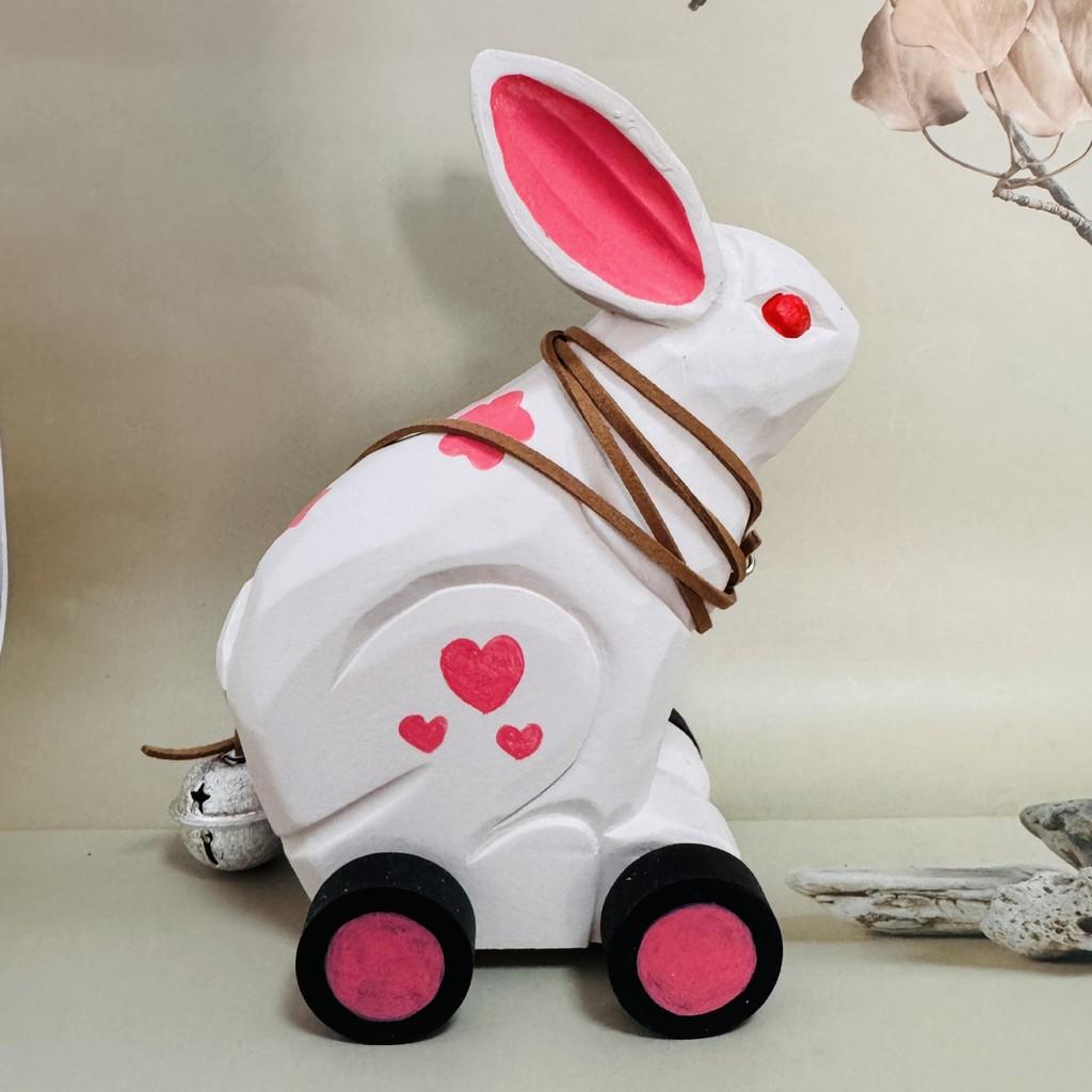 

Latticewood Handmade Toy Car With Retro Pink Bunny For Children And Gifts рожевий