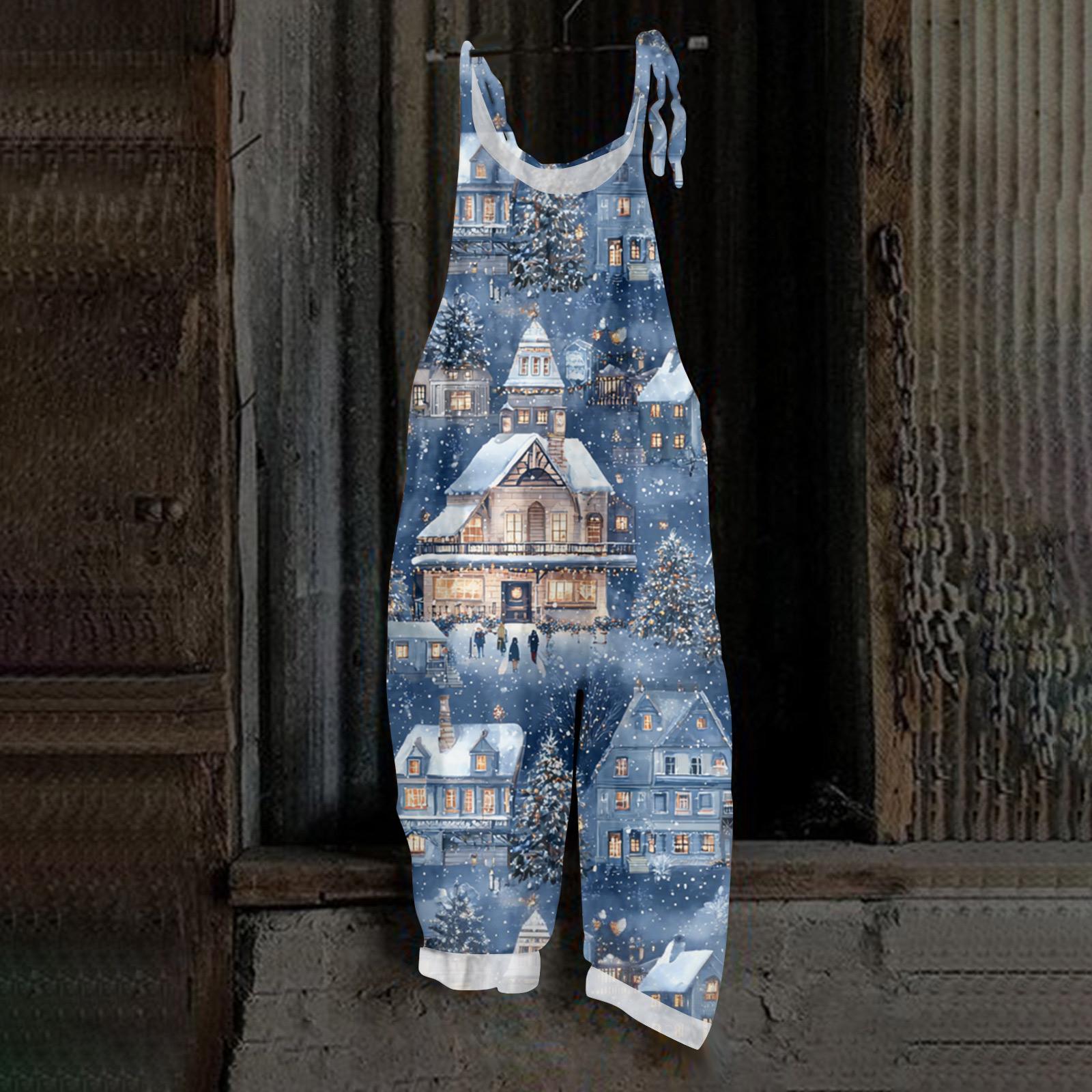 Женский комбинезон с принтом, повседневный свободный винтажный комбинезон из хлопка и льна XL